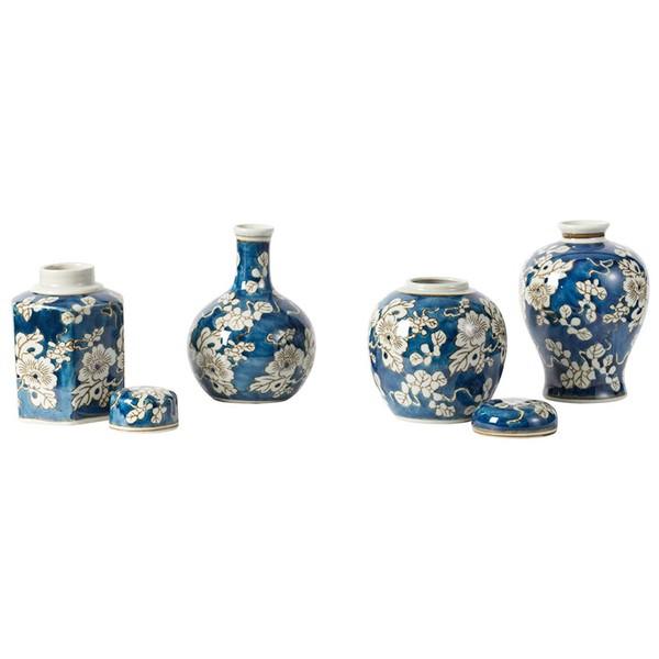 シノワズリな蓋付き壺 花瓶 4点セット AN-2272 花瓶 おしゃれ かわいい 可愛い 陶器 玄関 リビング アンティーク 花器 |  | 02