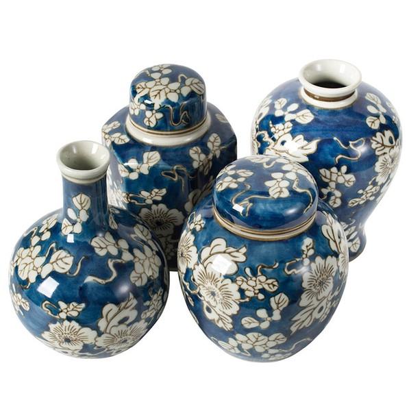 シノワズリな蓋付き壺 花瓶 4点セット AN-2272 花瓶 おしゃれ かわいい 可愛い 陶器 玄関 リビング アンティーク 花器 |  | 03