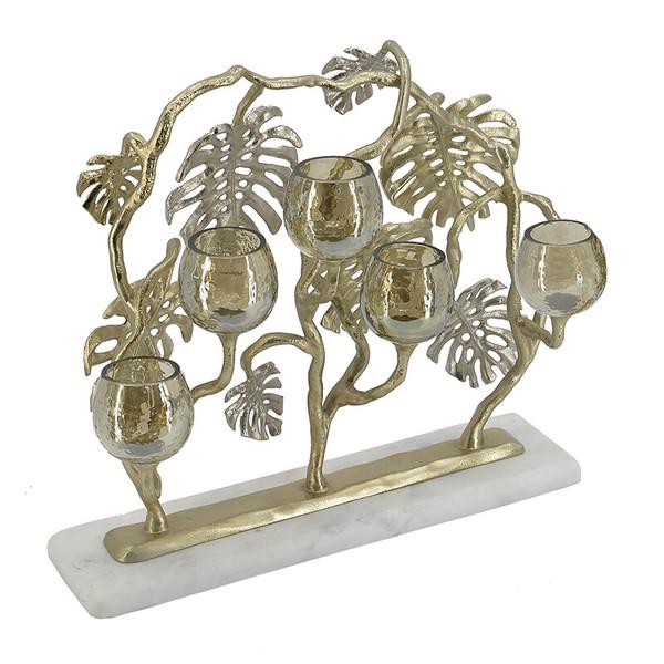 キャンドルホルダー モンステラ AN-48458 おしゃれ 高級感 アンティーク エレガント ロウソク立て | 