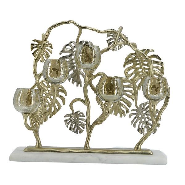 キャンドルホルダー モンステラ AN-48458 おしゃれ 高級感 アンティーク エレガント ロウソク立て |  | 01