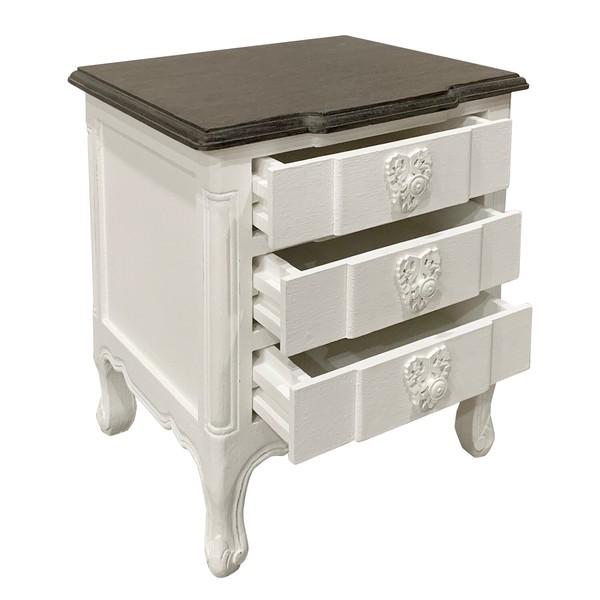 シャビーシック サイドチェスト アンティークホワイト/ブラウングレー SH-338-FB おしゃれ エレガント 猫足 姫系 衣類収納 箪笥 高級感 |  | 02