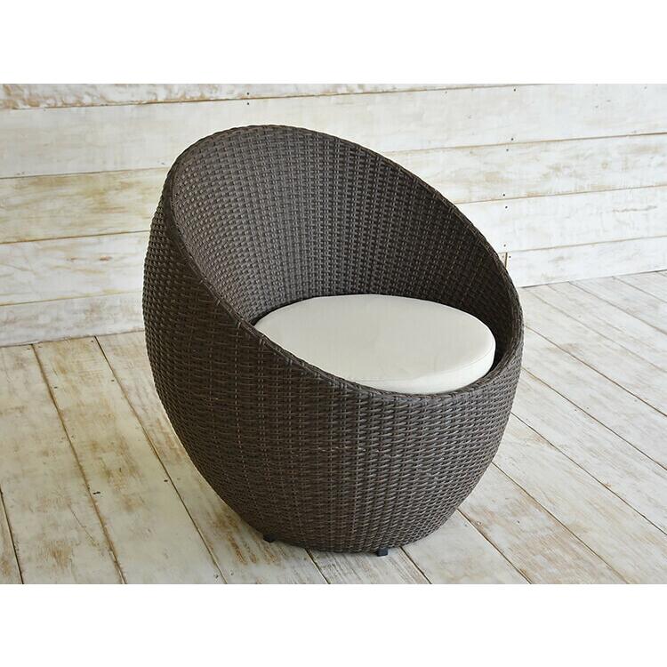 ラウンドソファ アウトドア家具 ガーデン家具 シンセティックラタン 1P クッション付き 軽量 |  | 03