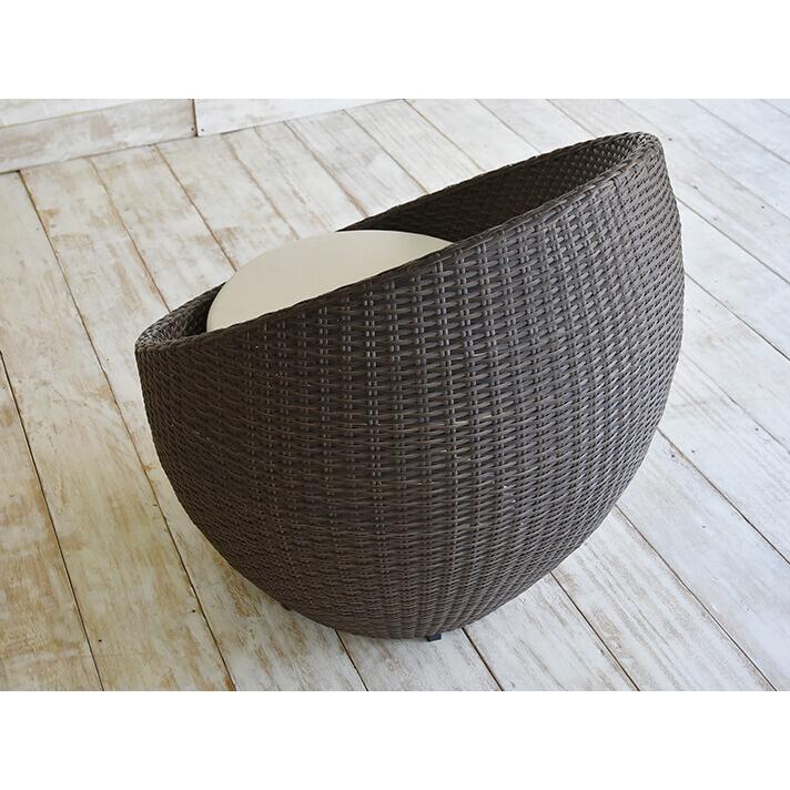 ラウンドソファ アウトドア家具 ガーデン家具 シンセティックラタン 1P クッション付き 軽量 |  | 05