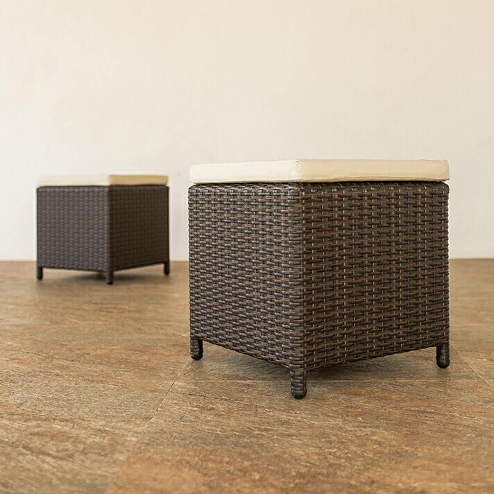 スツール アウトドア家具 ガーデン家具 シンセティックラタン クッション付き 軽量 |  | 01