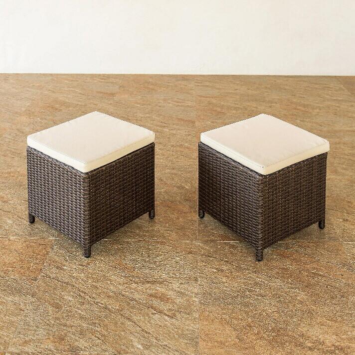 スツール アウトドア家具 ガーデン家具 シンセティックラタン クッション付き 軽量 |  | 02