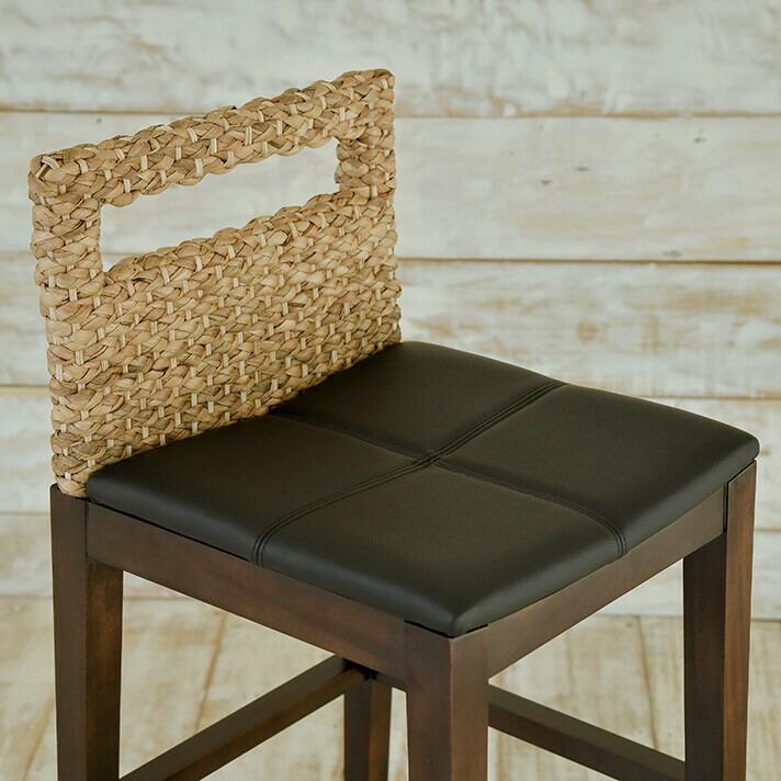 カウンターチェア ウォーターヒヤシンス アジアン家具 マホガニー材 イミテーションレザー AAA1692286240(16037円)