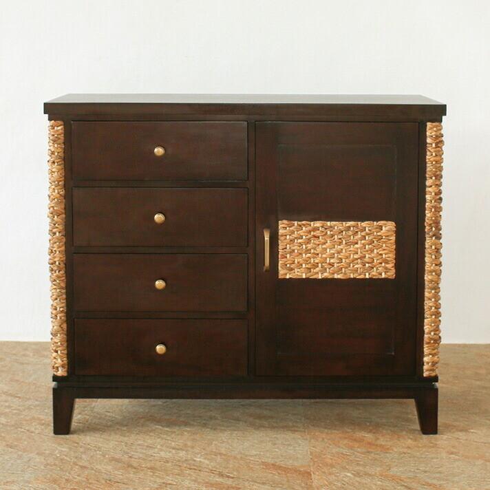 ウォーターヒヤシンス キャビネット 4段引き出し アジアン家具 ルンバ対応 |  | 02