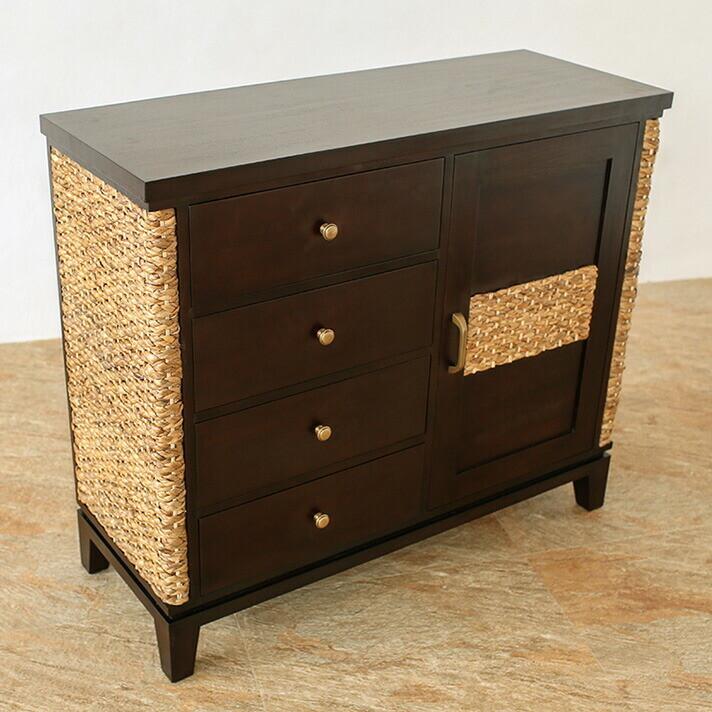 ウォーターヒヤシンス キャビネット 4段引き出し アジアン家具 ルンバ対応 |  | 05