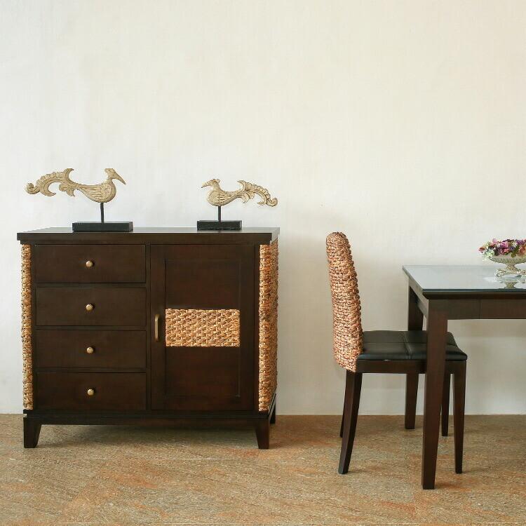 ウォーターヒヤシンス キャビネット 4段引き出し アジアン家具 ルンバ対応 |  | 09