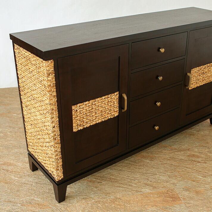 ウォーターヒヤシンス キャビネット 大容量 アジアン家具 ルンバ対応 |  | 03