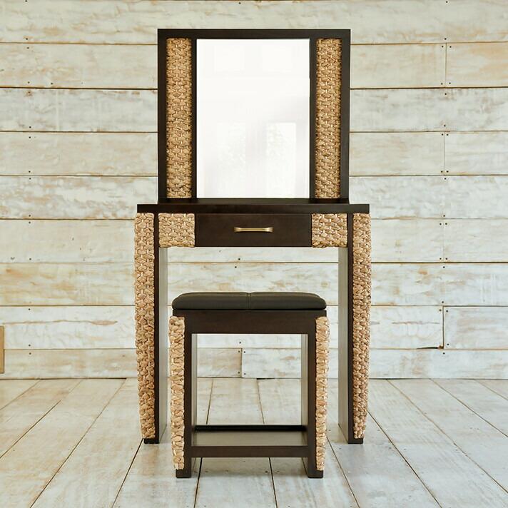 ウォーターヒヤシンス ドレッサー 3点セット 鏡 スツール デスク アジアン家具 |  | 02