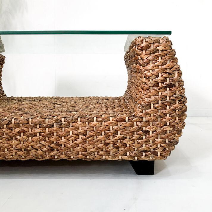 ウォーターヒヤシンス ローテーブル ガラス天板 90×60cm 高級木材マホガニー アジアン家具 |  | 04