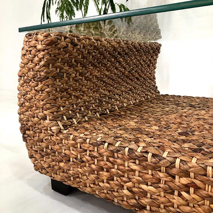 ウォーターヒヤシンス ローテーブル ガラス天板 90×60cm 高級木材マホガニー アジアン家具 |  | 05