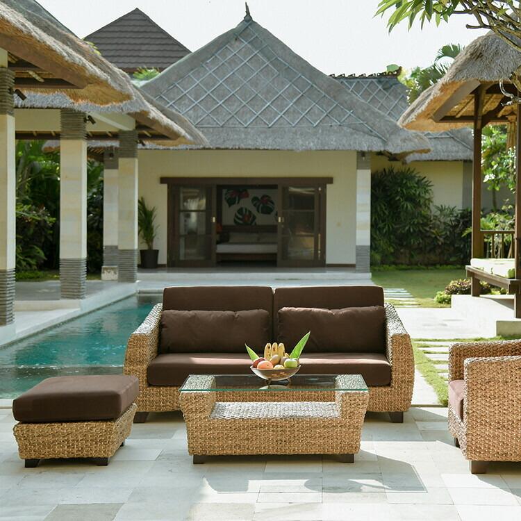 ウォーターヒヤシンス 3人掛けソファ アジアン家具 高級木材マホガニー |  | 01