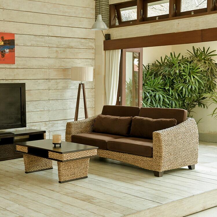 ウォーターヒヤシンス 3人掛けソファ アジアン家具 高級木材マホガニー |  | 06