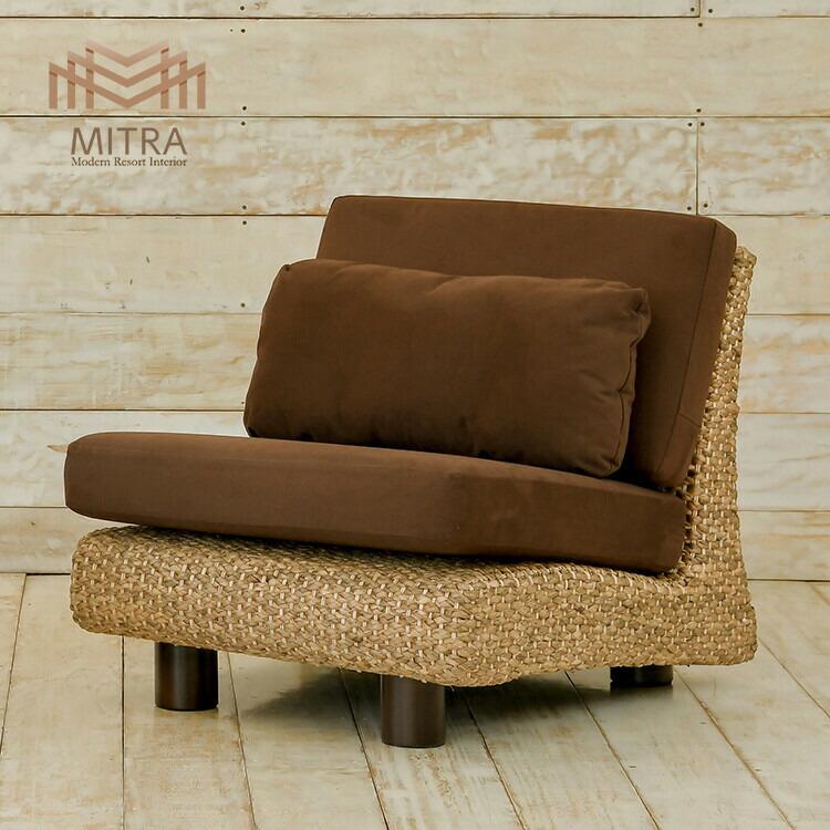 ウォーターヒヤシンス 1人掛けソファ ノーアーム マホガニー脚 アジアン家具 | 