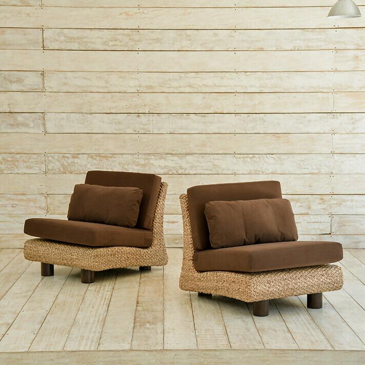 ウォーターヒヤシンス 1人掛けソファ ノーアーム マホガニー脚 アジアン家具 |  | 02