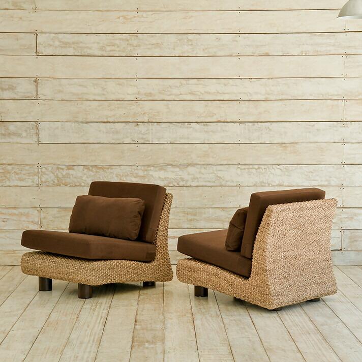 ウォーターヒヤシンス 1人掛けソファ ノーアーム マホガニー脚 アジアン家具 |  | 03