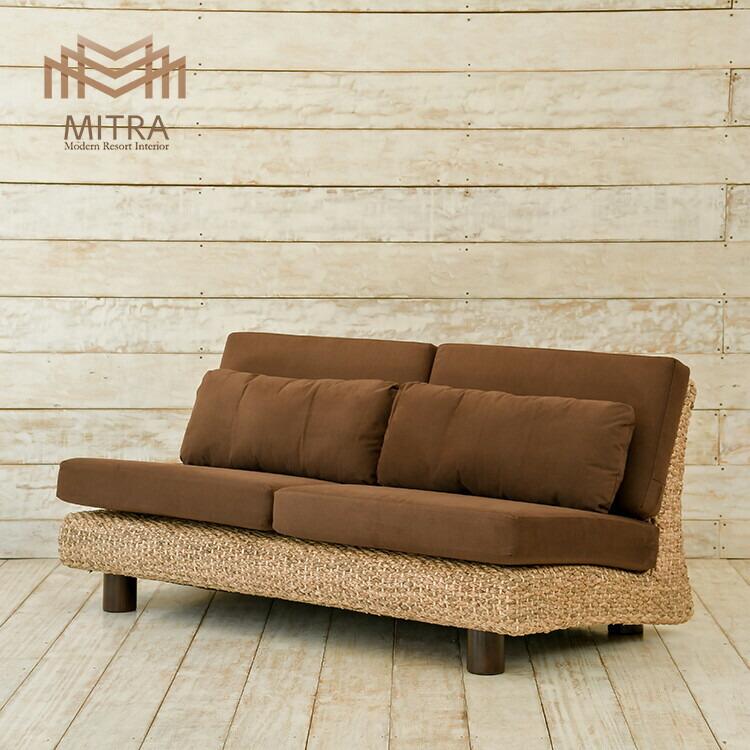 ウォーターヒヤシンス 3人掛けソファ ノーアーム マホガニー脚 アジアン家具 | 