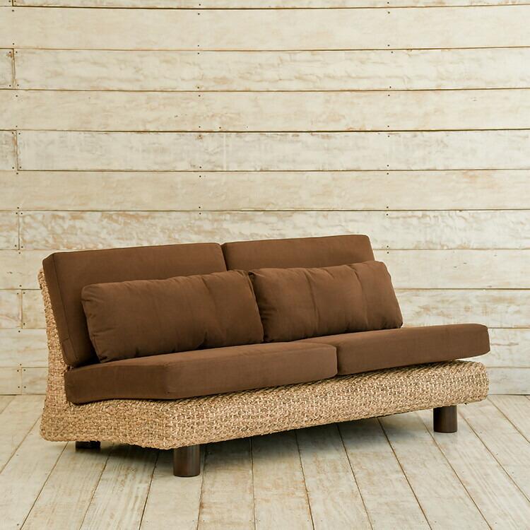 ウォーターヒヤシンス 3人掛けソファ ノーアーム マホガニー脚 アジアン家具 |  | 02