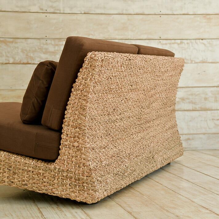 ウォーターヒヤシンス 3人掛けソファ ノーアーム マホガニー脚 アジアン家具 |  | 05