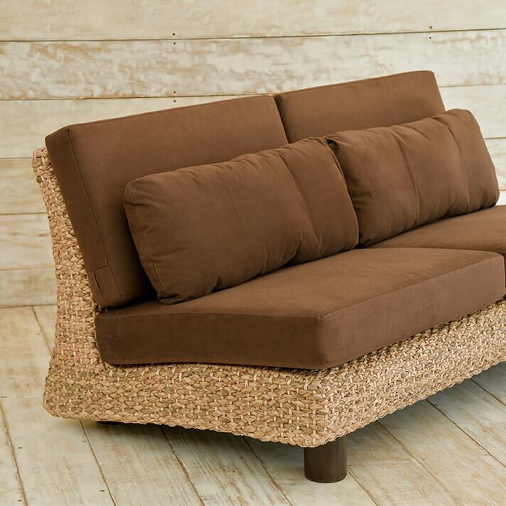 ウォーターヒヤシンス 3人掛けソファ ノーアーム マホガニー脚 アジアン家具 |  | 06