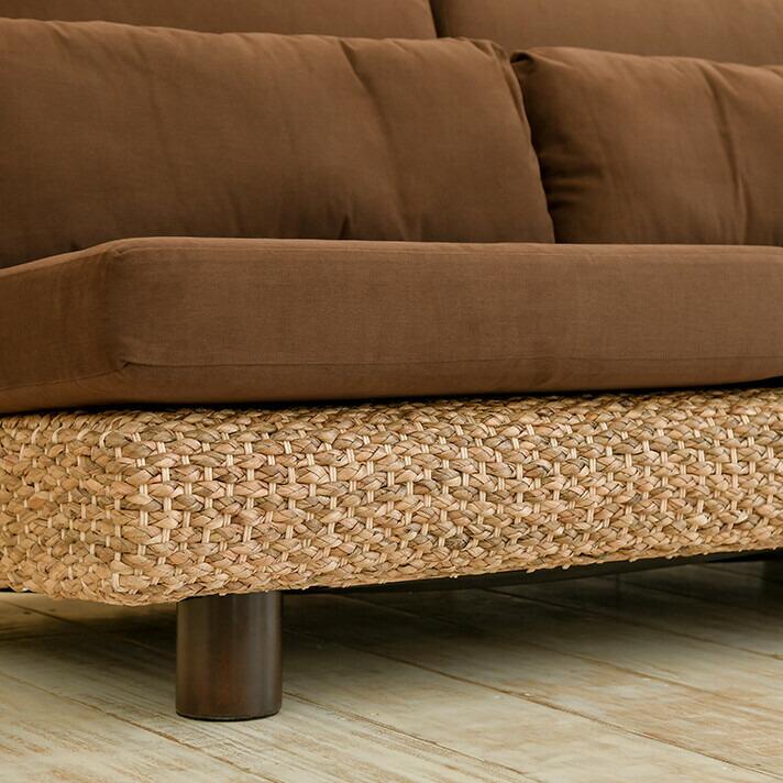 ウォーターヒヤシンス 3人掛けソファ ノーアーム マホガニー脚 アジアン家具 |  | 07