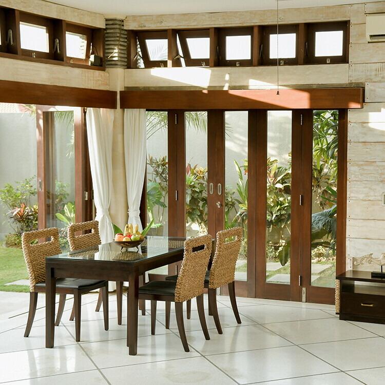 ウォーターヒヤシンス ダイニングテーブル アジアン家具 ガラス天板 |  | 06