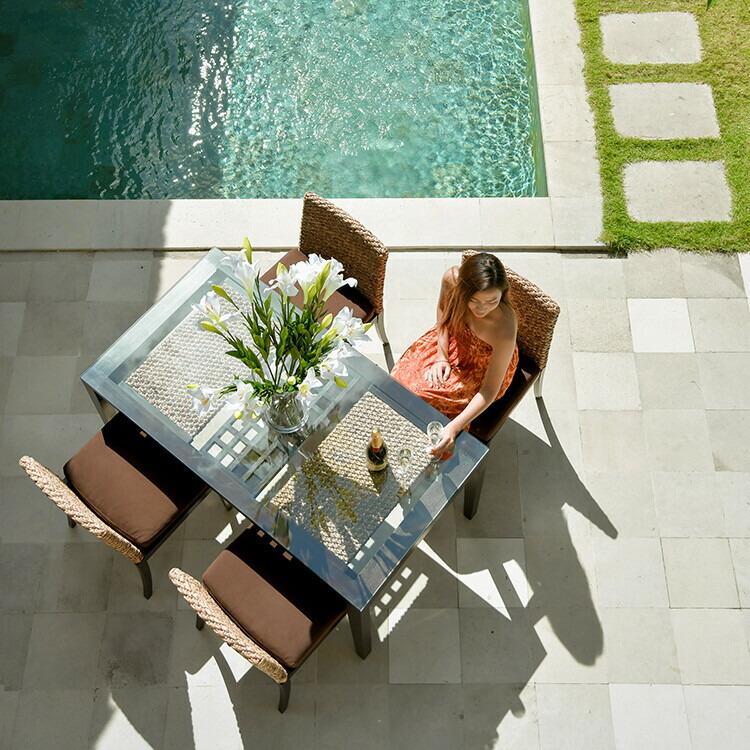 ウォーターヒヤシンス ダイニングテーブル アジアン家具 ガラス天板 |  | 07