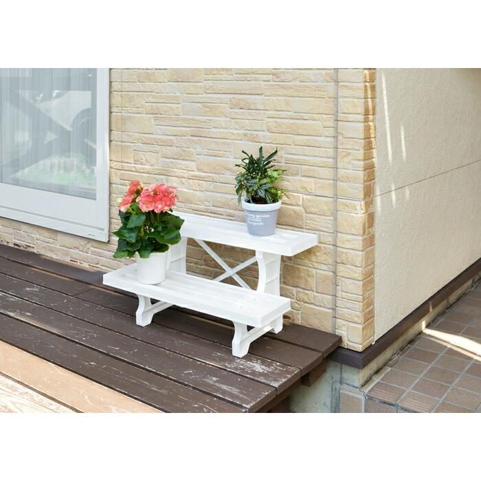 8点セット フラワースタンド2段 幅60 プラスチック 室内 屋外 おしゃれ 花台 フラワーラック ガーデニング ガーデンラック 飾り棚 ディスプレイラック 花置き台 |  | 01