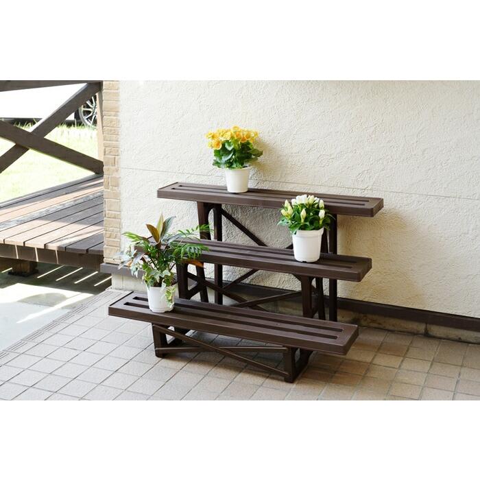 3点セット フラワースタンド3段 幅90 プラスチック 室内 屋外 おしゃれ 花台 フラワーラック ガーデニング ガーデンラック 飾り棚 ディスプレイラック 花置き台 | 