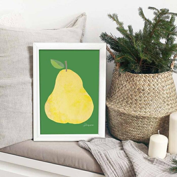 【定番★かわいい系フルーツデザイン】 ポスター A3 果物 洋梨 西洋ナシ 絵 イラスト デザート |  | 01