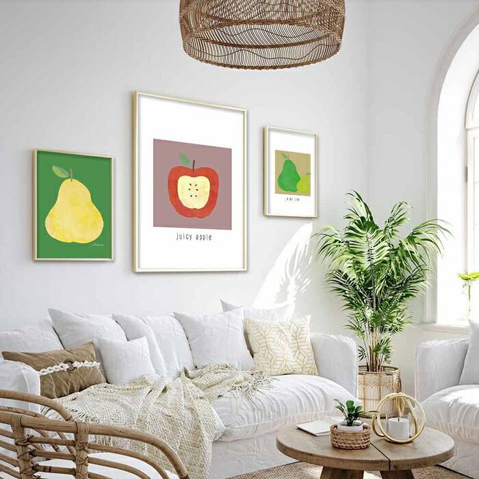 【定番★かわいい系フルーツデザイン】 ポスター A3 果物 洋梨 西洋ナシ 絵 イラスト デザート |  | 09