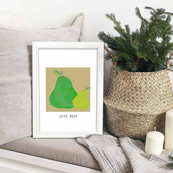 【定番★かわいい系フルーツデザイン】 ポスター A3 果物 洋梨 西洋ナシ 絵 イラスト デザート | 