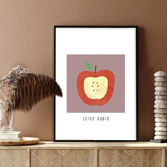 【定番★かわいい系フルーツデザイン】 ポスター A3 果物 リンゴ 絵 イラスト デザート 林檎 Apple | 