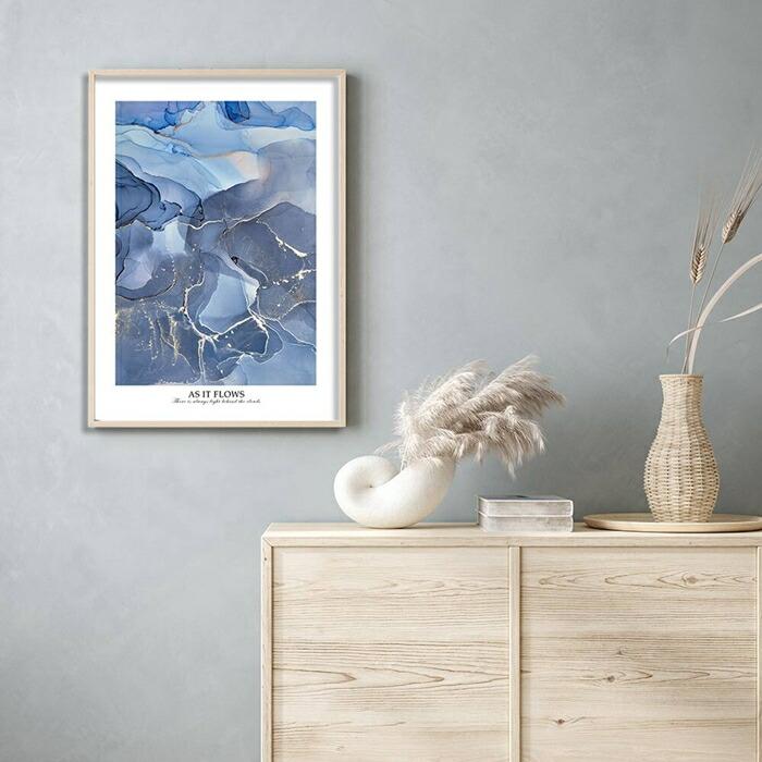 【余白バランスが良い感じ】As it flows ポスター A3 北欧 モダン 絵 ナチュラル 大理石 青 |  | 02