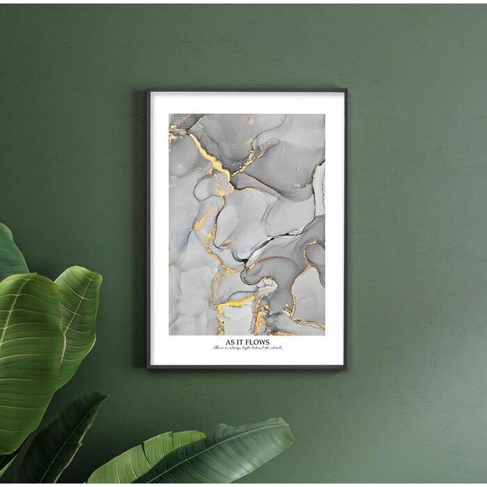 【余白バランスが良い感じ】As it flows ポスター A4 北欧 モダン 絵 ナチュラル 大理石 GRAY |  | 02