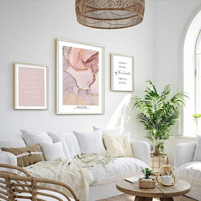 【余白バランスが良い感じ】As it flows ポスター A4 北欧 モダン スモーキー クールトーン ピンク |  | 13