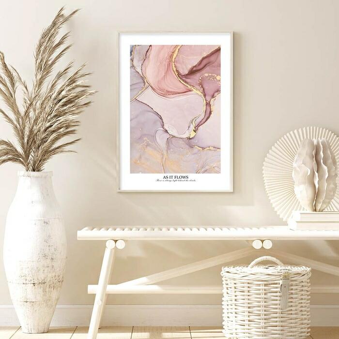【余白バランスが良い感じ】As it flows ポスター A4 北欧 モダン スモーキー クールトーン ピンク |  | 02