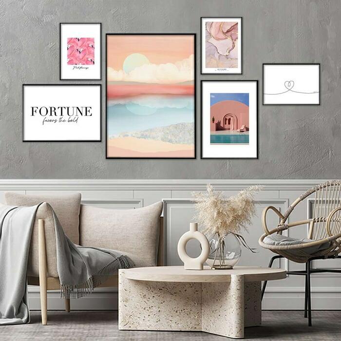 【余白バランスが良い感じ】As it flows ポスター A4 北欧 モダン スモーキー クールトーン ピンク |  | 09