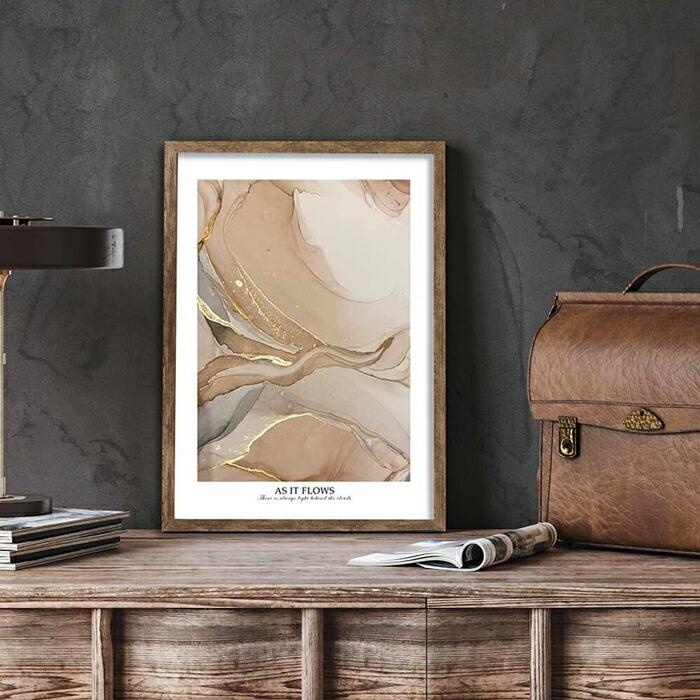 【余白バランスが良い感じ】As it flows ポスター A3 北欧 モダン スモーキー クールトーン ベージュ | 