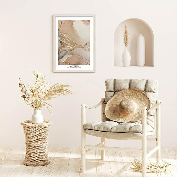 【余白バランスが良い感じ】As it flows ポスター A3 北欧 モダン スモーキー クールトーン ベージュ |  | 03