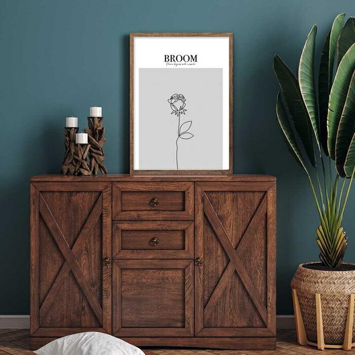 【余白バランスがおしゃれ】BROOM ポスター A4 北欧 韓国 モダン 絵 ナチュラル ベージュ | 