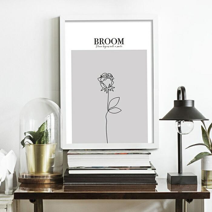 【余白バランスがおしゃれ】BROOM ポスター A3 北欧 韓国 モダン 絵 ナチュラル ベージュ |  | 02