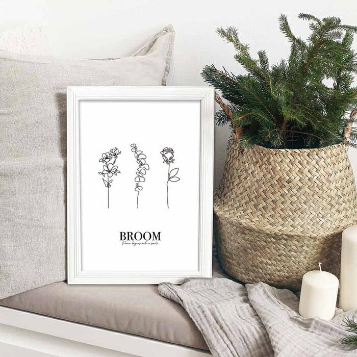 【余白バランスがおしゃれ】BROOM ポスター A3 北欧 韓国 モダン 絵 ナチュラル ベージュ |  | 01