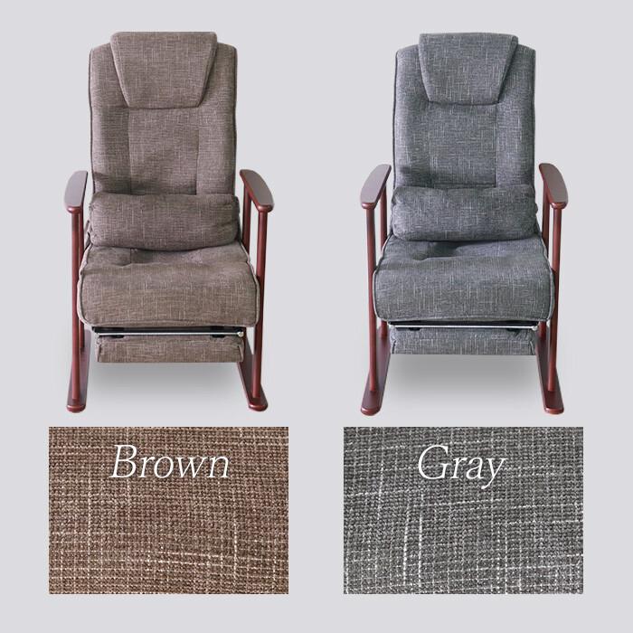 高座椅子 グレー リクライニング 座いす 座椅子 フットレスト 肘付き 肘掛 リクライニングチェア アームチェア クッション付き ファブリック 布張り ハイバック | ブランド登録なし | 03