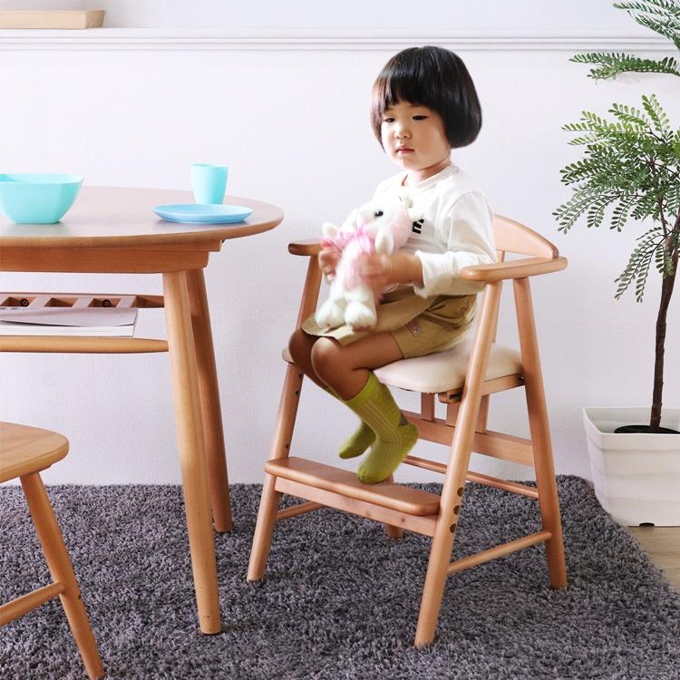 ベビーチェア ライトブラウン 完成品 木製 天然木 PVC 拭ける キッズチェア おしゃれ 北欧 カントリー シャビー ナチュラル | ブランド登録なし | 04
