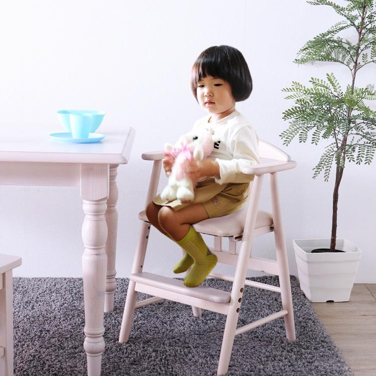ベビーチェア ホワイト 完成品 木製 天然木 PVC 拭ける キッズチェア おしゃれ 北欧 カントリー シャビー | ブランド登録なし | 04