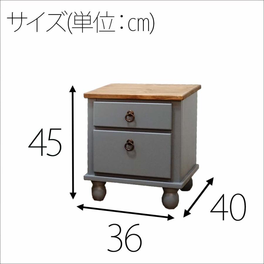 ナイトテーブル サイドテーブル 完成品 北欧 おしゃれ アンティーク 引き出し付き 収納付 木製 フレンチカントリー 飾り台 飾り棚 ブルーグレー かわいい レトロ | ブランド登録なし | 06