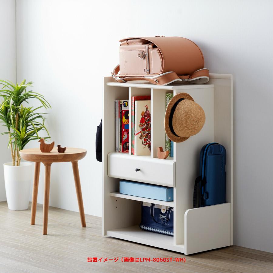 ランドセルラック ホワイト キャスター付き スリムリビング収納家具 子供用 キッズルーム ジュニア ランドセル収納 本棚 収納ワゴン おかたづけラック |  | 02